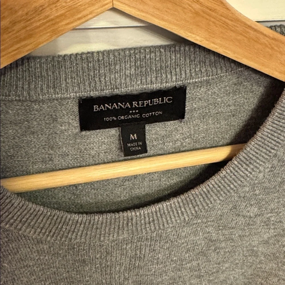 Banana Republic Men’s Gray 100% Cotton Crewneck Sweater Pullover Gray Size M